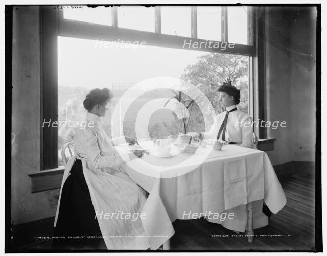 Window in girls' restaurant, National Cash Register, Dayton, Ohio, c1902. Creator: William H. Jackson.