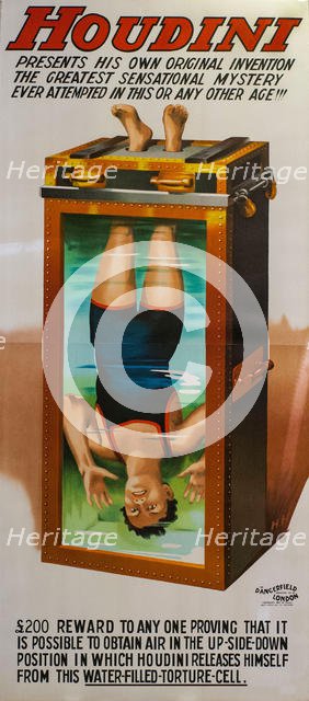 Harry Houdini. Water Torture Cell, 1912. Creator: Anonymous.