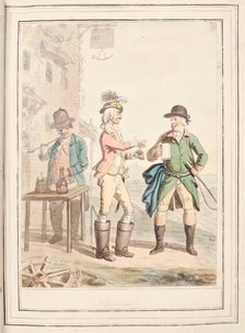 Three Couriers, leaf from 'A Collection of Dresses by David Allan Mostly from Nature', 1776. Creator: David Allan.