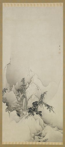 Winter landscape: a ravine, Meiji era, 1883. Creator: Kano Hogai.