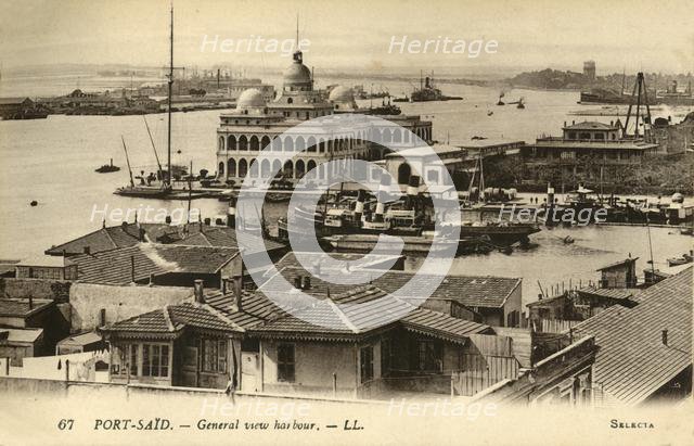 'Port-Said. - General view harbour. - LL.', c1918-c1939. Creator: Unknown.