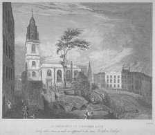 South-east view of the Church of St Michael, Crooked Lane, City of London, 1830. Artist: John Wells
