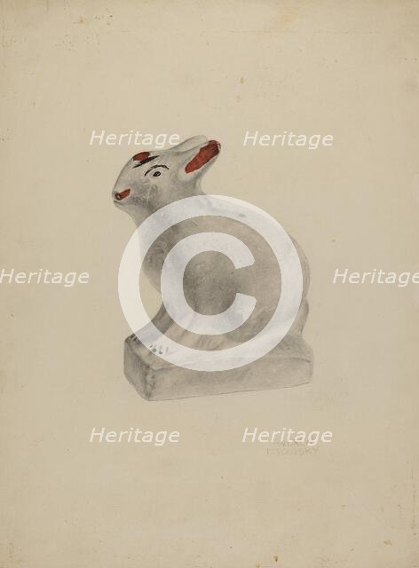 Pa. German Seated Chalkware Rabbit, c. 1938. Creator: Andrew Topolosky.