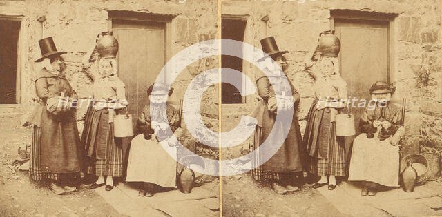 Llanberis, Group of Three Welsh Peasants, 1850s-1910s. Creator: Unknown.