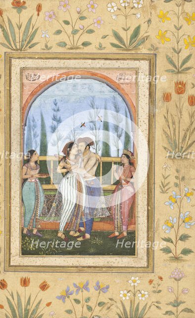 Dalliance on a Terrace, between c1615 and c1620. Creator: Govardhan.