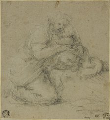 Kneeling Mother Embracing Child, c. 1550. Creator: Michelangelo Anselmi.