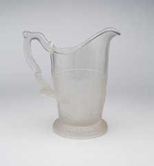 Westward Ho!/Pioneerpattern pitcher, c. 1876. Creator: Gillinder & Sons.