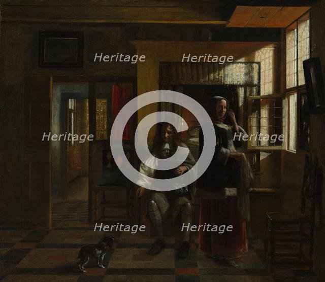 Interior with a Young Couple, probably ca. 1662-65. Creator: Pieter de Hooch.