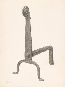 Andiron (one of pair), c. 1940. Creator: Jacob Lipkin.