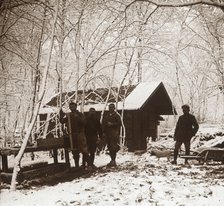 Soldiers in the snow, Forêt de la Reine, France, c1914-c1918. Artist: Unknown.