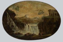 Landscape with a Waterfall and an Ancient Temple (Tivoli?), between 1775-1825. Creator: Unknown.
