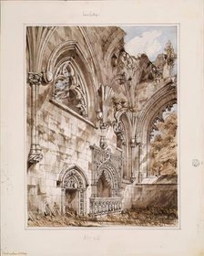 Inchcolm Abbey - Interior Looking East, 1848-1852. Creator: Robert William Billings.