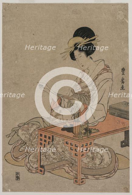Courtesan Seated at a Writing Table, c. late 1790s. Creator: Utagawa Toyohiro (Japanese, 1733-1828).