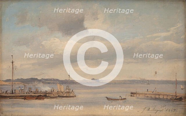 A Boat Harbour, Humlebæk, Zealand, 1854. Creator: Wilhelm Peter Carl Petersen.