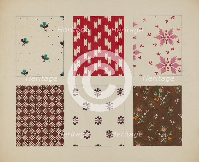 Materials from Quilt, c. 1937. Creator: Dorothy Posten.