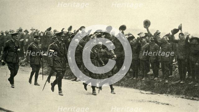 King George V cheered by ANZAC troops at the Western Front, First World War, August 1916, (c1920).  Creator: Unknown.