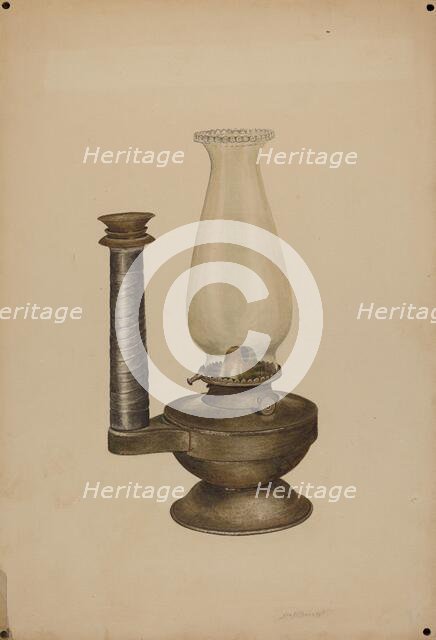 Combination Lamp/Candle Holder, c. 1940. Creator: Sydney Roberts.