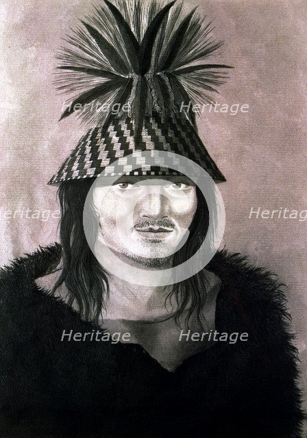 Malaspina Expedition, drawing by José Cadero of a chief from Langara point.