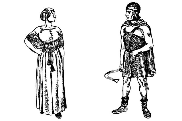 Costume of Germanic tribes in Ancient Roman times. Artist: Unknown