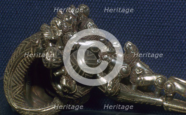 Detail of an Etruscan gold fibula showing gold working techniques, 7th century BC. Artist: Unknown