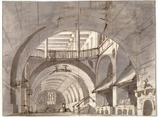 Stage design for a theatre play, 1800s.  Artist: Pietro Gonzaga