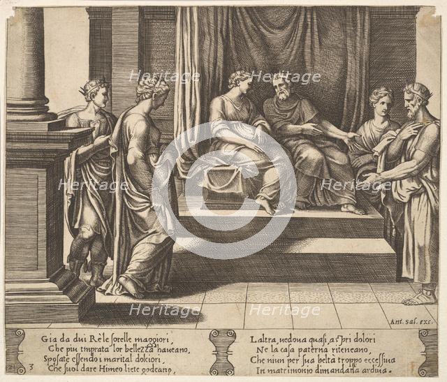 Plate 3: Psyche's two sisters are married to kings, from 'The Fable of Psyche', 1530-60. Creator: Master of the Die.