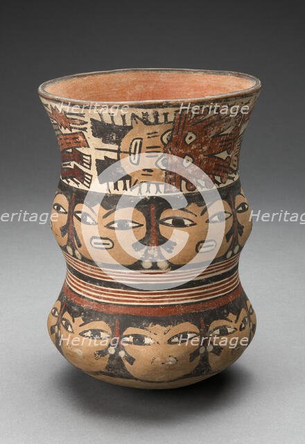 Curving Beaker with Rows of Abstract Human Faces, 180 B.C./A.D. 500. Creator: Unknown.