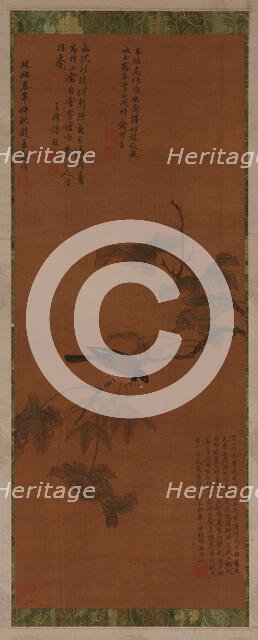 A Bird on a leafy branch, Ming dynasty, 16th-17th century. Creator: Unknown.