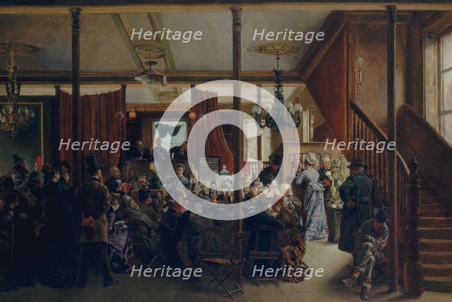 Auction Sale in Clinton Hall, New York, 1876, 1876. Creator: Ignacio de León Escosura.