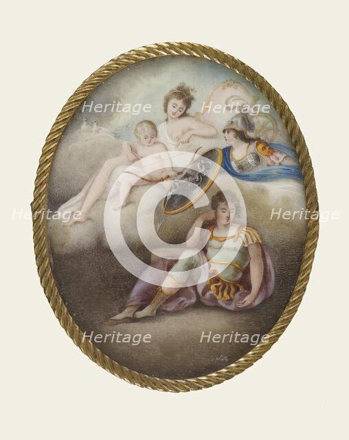 Minerva Shielding a Sleeping Youth from the Arrow of Cupid and the Wiles of Venus, 1797. Creator: Thomas Sully.