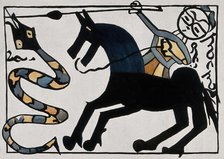 Saint George on horseback killing the dragon with his lance. Creator: Unknown.