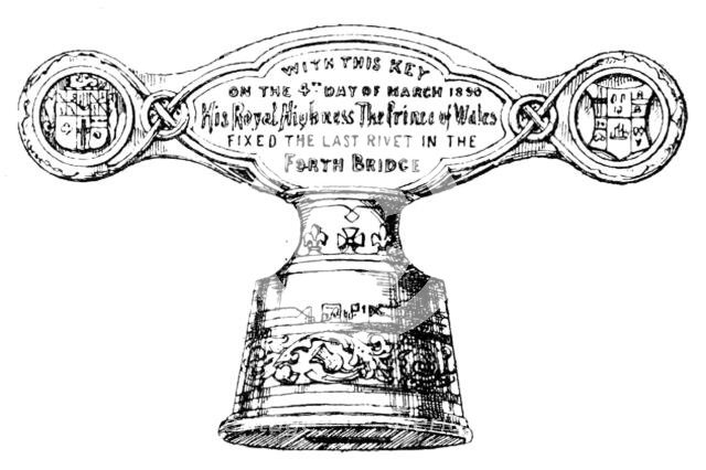 Silver key used by the Prince of Wales in finishing the Forth Bridge, 1890. Creator: Unknown.