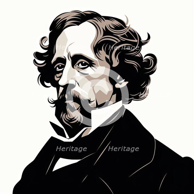 AI IMAGE - Illustration of Charles Dickens, 19th century, (2023). Creator: Heritage Images.