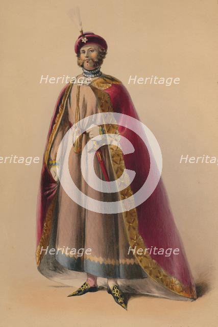 Guest in costume for Queen Victoria's Bal Costumé, May 12 1842, (1843).  Creator: John Richard Coke Smyth.