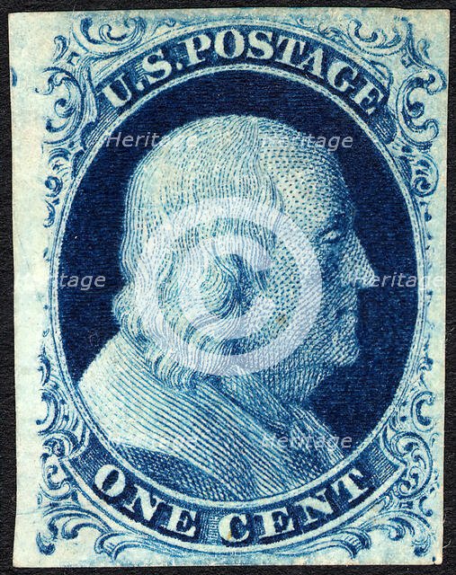 1c Franklin type II single, 1851. Creator: Unknown.
