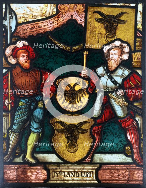 Two men with coats of arms, 16th century. Artist: Unknown