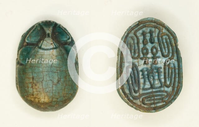 Scarab: Hieroglyphs (nfr-signs, anx-signs, Dd-signs), Egypt, Middle Kingdom-Second Intermediate... Creator: Unknown.