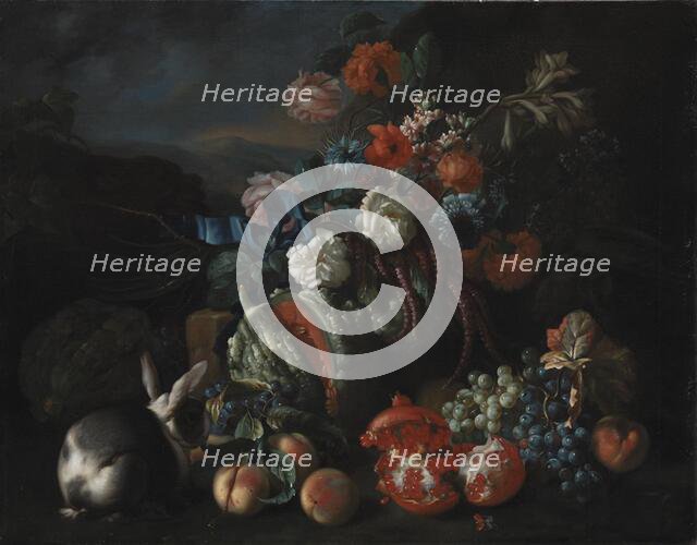 Stone Base with Flowers and Fruit, 1673-1724. Creator: Franz Werner von Tamm.