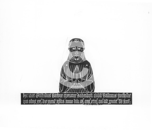 Brass rubbing of a monument to Geoffrey Barbour, from St Helens Church, Abingdon, c1860-c1922. Artist: Henry Taunt