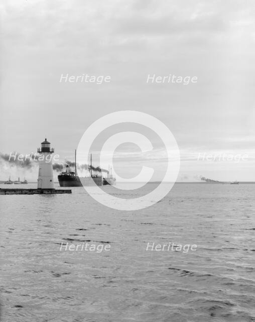Upper light at sunrise, Sault Sainte Marie, Mich., between 1900 and 1910. Creator: Unknown.