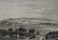 General view from the Mount of Olives, Jerusalem. 1840.  Creator: Émile Rouargue.