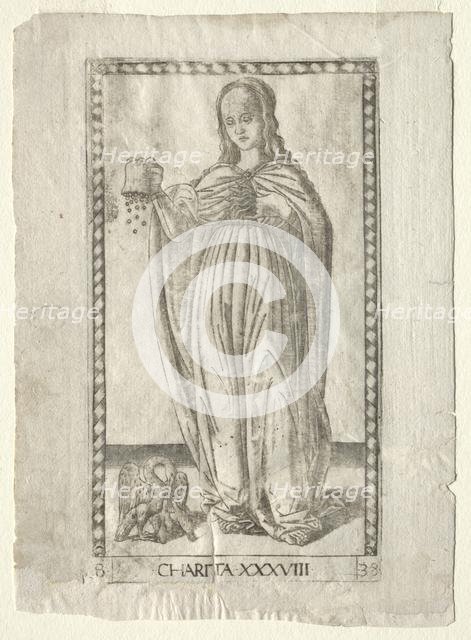 Charity (from the Tarocchi, series B: Cosmic Principles & Virtues, #38), before 1467. Creator: Master of the E-Series Tarocchi (Italian, 15th century).