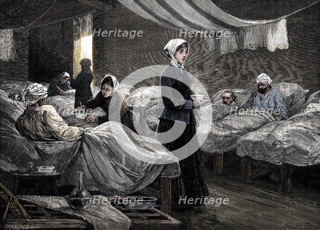 Florence Nightingale in the barrack hospital at Scutari, c1880. Artist: Unknown.