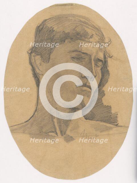 Study of a Young Man's Head, around 1873-1875. Creator: Ladislav Mednyanszky.