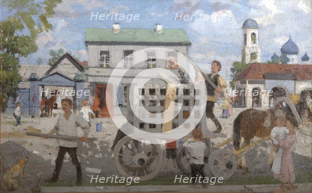 Dog catchers', 1920s. Creator: Kustodiev, Boris Michaylovich (1878-1927).