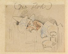 The disturbed but happily regained night's rest, (The Flea); 1, 1862. Creator: Wilhelm Busch.