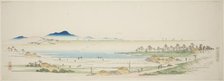 Salt Beach at Gyotoku (Gyotoku shiohama no zu), from an untitled series of famous..., c. 1839/40. Creator: Ando Hiroshige.