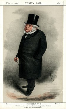 John Bright, British Radical and Liberal politician, 1869.Artist: Carlo Pellegrini