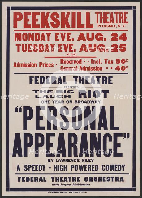 Personal Appearance 2, Peekskill, NY, [1930s]. Creator: Unknown.