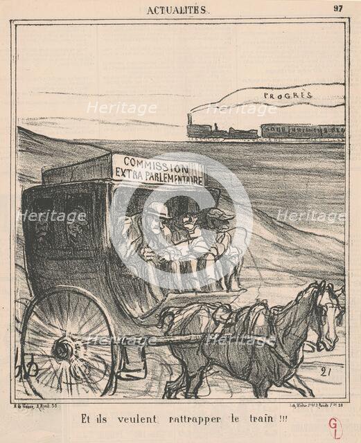 Et ils veulent rattraper le train!!!, 19th century. Creator: Honore Daumier.